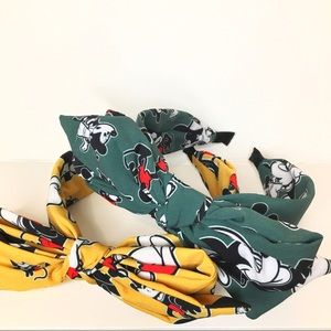 2 Olive and Yellow Mickey Mouse Bow Hair HeadBand